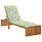 Transat chaise longue bain de soleil de jardin terrasse d'extérieur avec coussin bois d'acacia solide - Couleur au choix