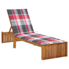 Transat chaise longue bain de soleil lit de jardin terrasse meuble d'extérieur avec coussin bois d'acacia solide helloshop26 02_0012344