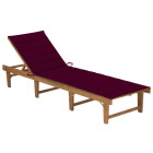 Transat chaise longue bain de soleil lit de jardin terrasse meuble d'extérieur pliable avec coussin bois d'acacia solide helloshop26 02_0012843