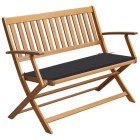 Banc de jardin avec coussin 120 cm bois d'acacia massif - Anthracite