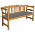 Banc de jardin avec coussin 157 cm bois d'acacia massif - Gris