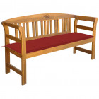 Banc de jardin avec coussin 157 cm bois d'acacia massif - Rouge