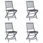 Chaises pliables d'extérieur 4 pcs avec coussins bois d'acacia