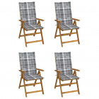 Chaises inclinables de jardin 4 pcs avec coussins bois d'acacia