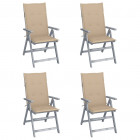 Chaises inclinables de jardin 4 pcs avec coussins bois d'acacia