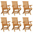 Chaises pliables de jardin 6 pcs bois de teck solide