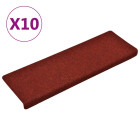 Tapis de marches d'escalier 10 pcs bordeaux 65x25 cm aiguilleté