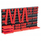 Kit de stockage avec panneaux muraux 71 pcs rouge et noir