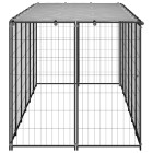 Chenil extérieur cage enclos parc animaux chien 330 x 110 x 110 cm acier noir et gris  02_0000525