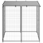 Chenil extérieur cage enclos parc animaux chien argenté 110 x 110 x 110 cm acier  02_0000234