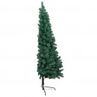 Sapin de noël artificiel moitié avec support vert 120 cm pvc