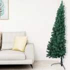 Sapin de noël artificiel moitié avec support vert 120 cm pvc