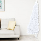 Sapin de noël artificiel moitié avec support blanc 210 cm pvc