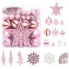 Ensemble de boules de noël 65 pcs rose / rouge / blanc