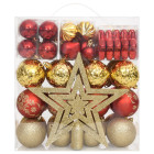 Ensemble de boules de noël 70 pcs doré et rouge