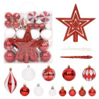 Ensemble de boules de noël 64 pcs rouge et blanc