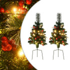 Arbres de noël artificiels d'allée avec led 2 pcs 76 cm pvc