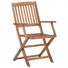 Chaises pliables d'extérieur avec coussins 8 pcs bois d'acacia