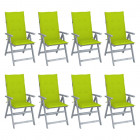 Chaises inclinables de jardin avec coussins 8 pcs gris acacia vert vif