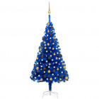  Arbre de Noël artificiel avec LED et boules Bleu 150 cm PVC