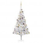 Arbre de noël artificiel avec led et boules argenté 240 cm pet