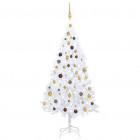  Arbre de Noël artificiel avec LED et boules Blanc 180 cm PVC