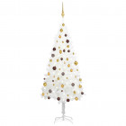  Arbre de Noël artificiel avec LED et boules Blanc 180 cm