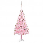 Arbre de noël artificiel avec led et boules rose 120 cm pvc