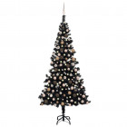  Arbre de Noël artificiel avec LED et boules Noir 240 cm PVC
