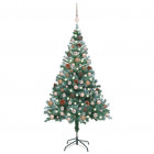  Arbre de Noël artificiel givré LED boules pommes de pin 150 cm