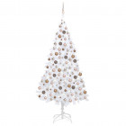  Arbre de Noël artificiel avec LED et boules Blanc 210 cm PVC