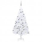  Arbre de Noël artificiel avec LED et boules Blanc 120 cm PVC