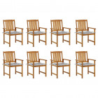 Chaises de jardin avec coussins 8 pcs bois d'acacia solide - Couleur des coussins au choix