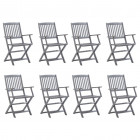 Chaises pliables d'extérieur 8 pcs avec coussins bois d'acacia - Couleur des coussins au choix