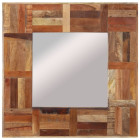 Miroir mural naturel bois massif de récupération 50x50 cm