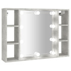 Armoire à miroir avec led 76 x 15 x 55 cm gris helloshop26 02_0006675