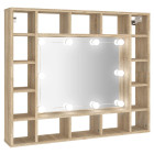 Armoire de miroir avec led 91 x 15 x 76,5 cm marron helloshop26 02_0006542