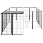 Chenil extérieur cage enclos parc animaux chien 8,47 m² 110 cm acier noir  02_0000558