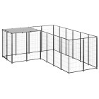 Chenil extérieur cage enclos parc animaux chien 4,84 m²110 cm acier noir  02_0000533