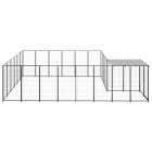 Chenil extérieur cage enclos parc animaux chien 12,1 m² 110 cm acier noir