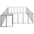 Chenil extérieur cage enclos parc animaux chien 22,99 m² acier noir