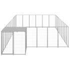 Chenil extérieur cage enclos parc animaux chien argenté 19,36 m² acier  02_0000247