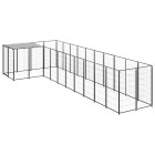 Chenil extérieur cage enclos parc animaux chien 7,26 m² acier noir  02_0000553
