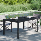 Table de jardin 150x90x75cm verre trempé et résine tressée noir