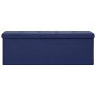 Banc de rangement pliable bleu faux lin