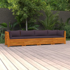 Canapé de jardin 4 places avec coussins bois d'acacia massif