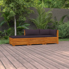 Salon de jardin 3 pcs avec coussins bois d'acacia solide