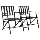 Banc de jardin meuble de patio d'extérieur terrasse 2 places pliable 137 x 63 x 88 cm noir acier 