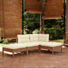 Salon de jardin 4 pcs avec coussins bois de pin massif - Couleur au choix
