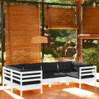 Salon de jardin 6 pcs avec coussins bois de pin - Couleur au choix